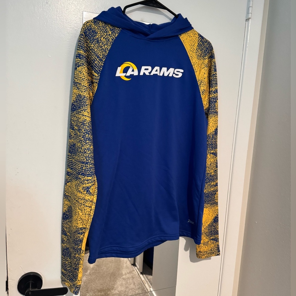 LA Rams NFL Officially Licensed Apparel Blue and Yellow Hoodie Workout shirt M